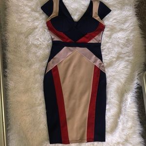 Fashion Nova midi multi color dress